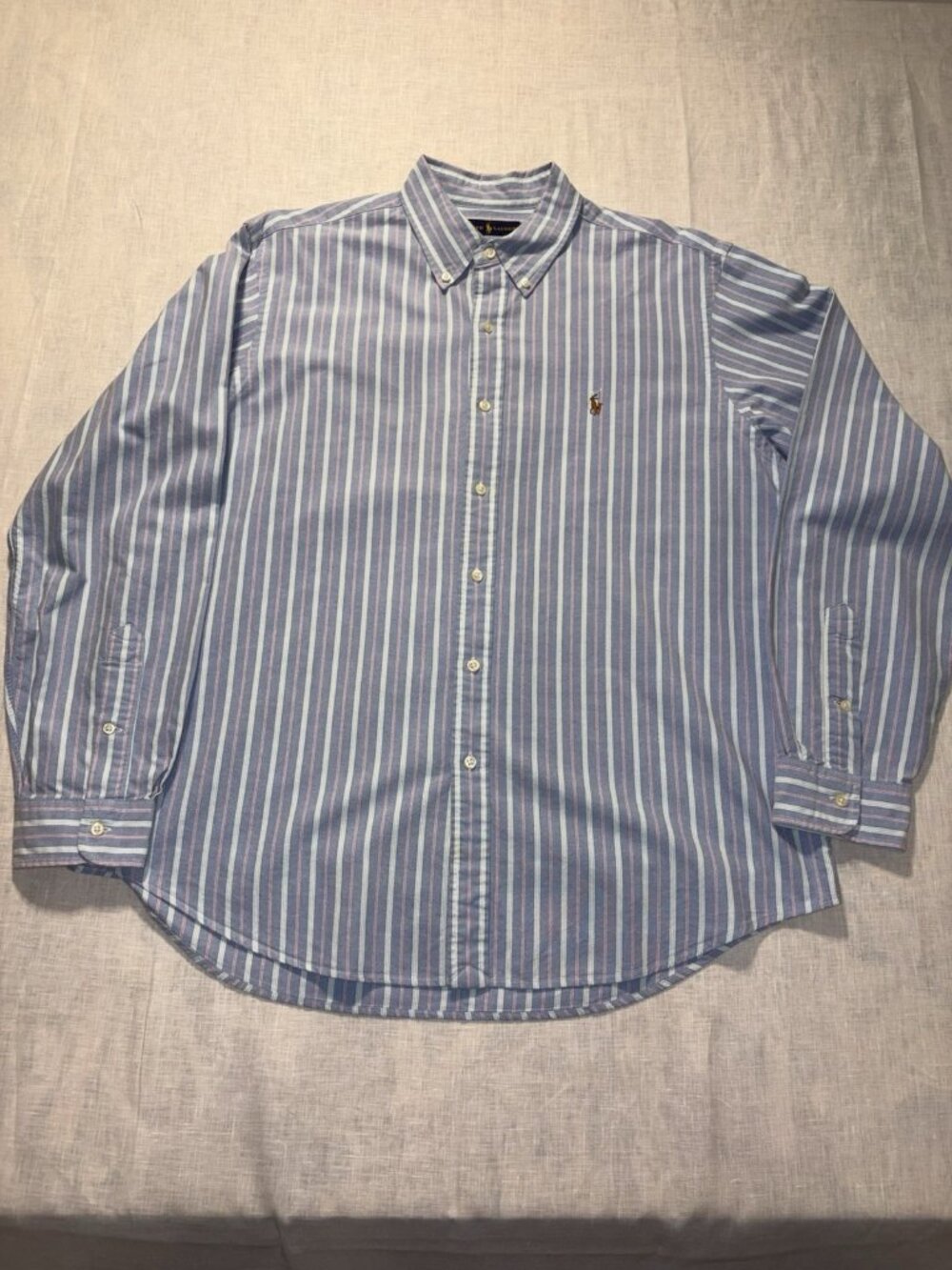 Ralph Lauren Blue Label Dress Shirt Button Down Men XL  Blue Stripe